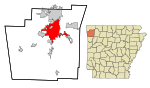 Washington County Arkansas Incorporated and Unincorporated areas Fayetteville Highlighted